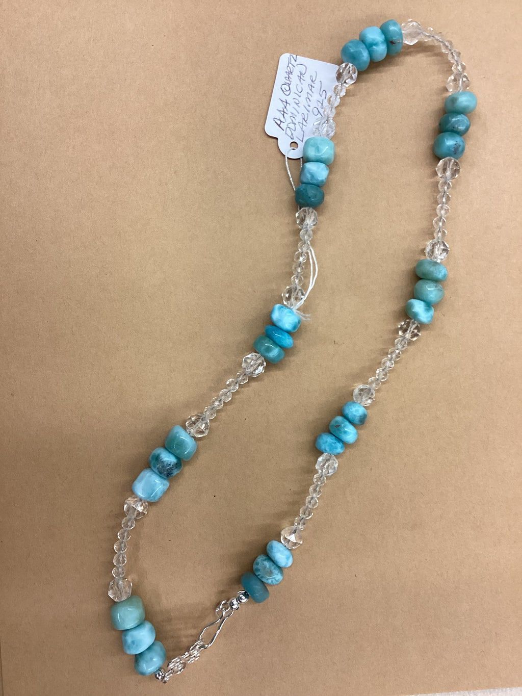 Dominican Larimar and AAA Quartz Necklace