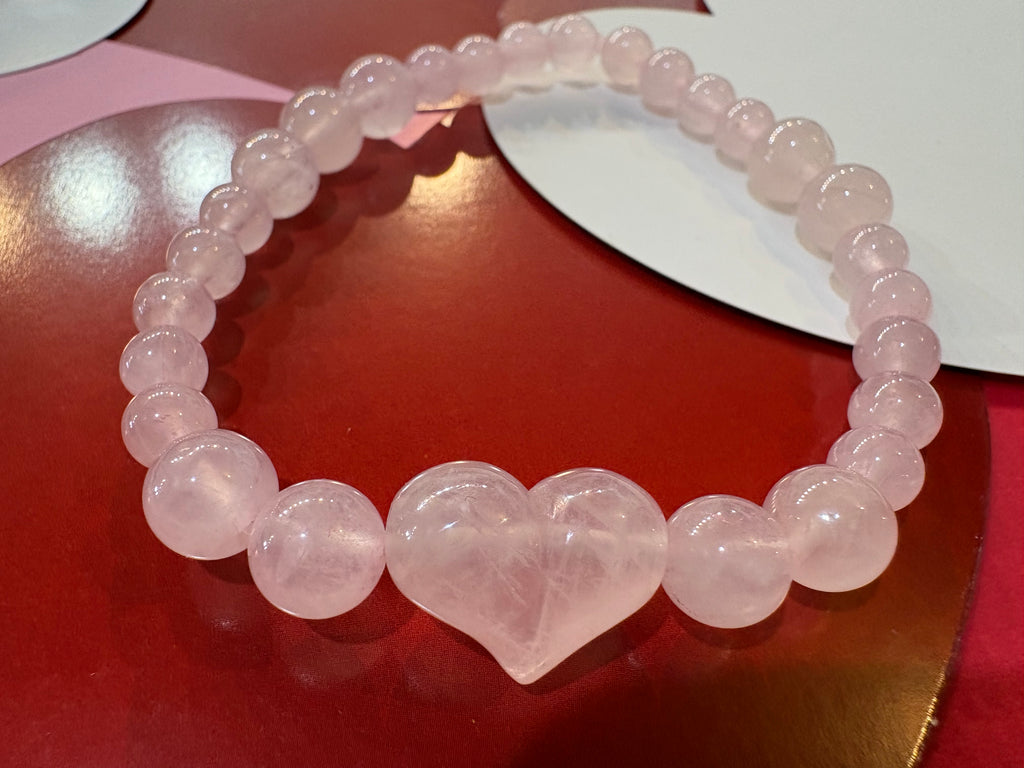 Rose quartz heart bracelet