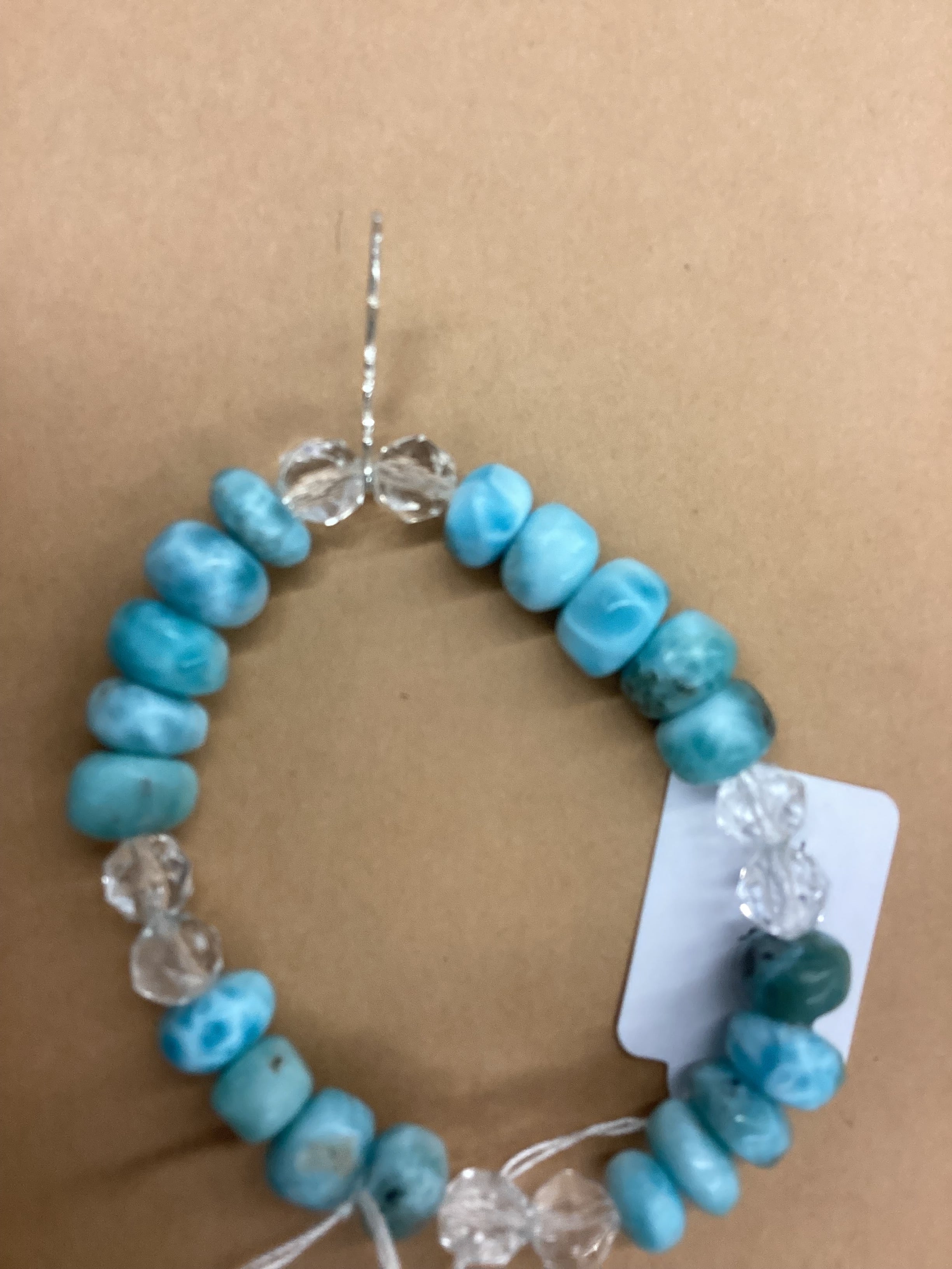 Dominican Larimar and AAA Clear Quarts Bracelet