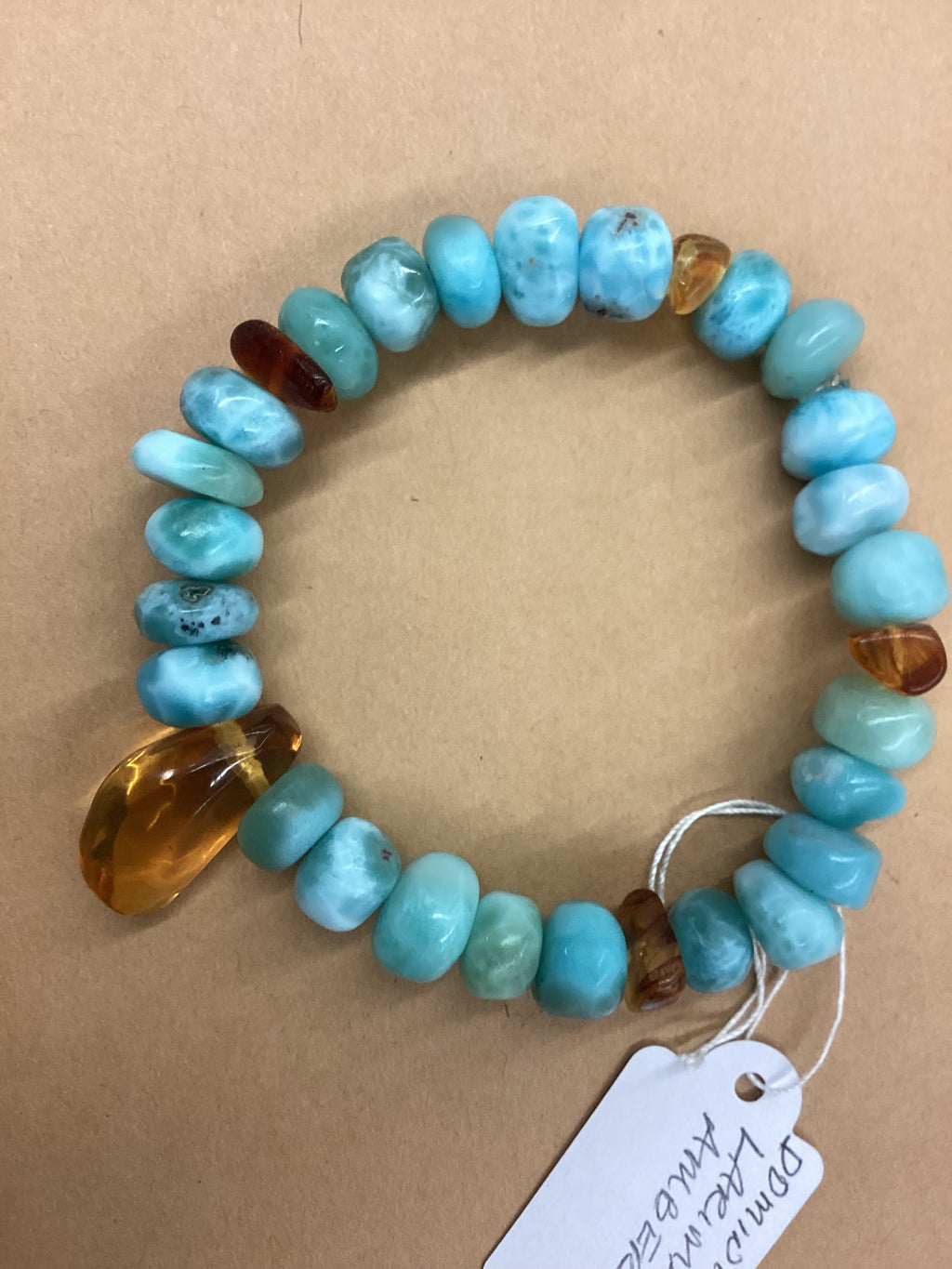 Dominican Larimar and Amber Bracelet