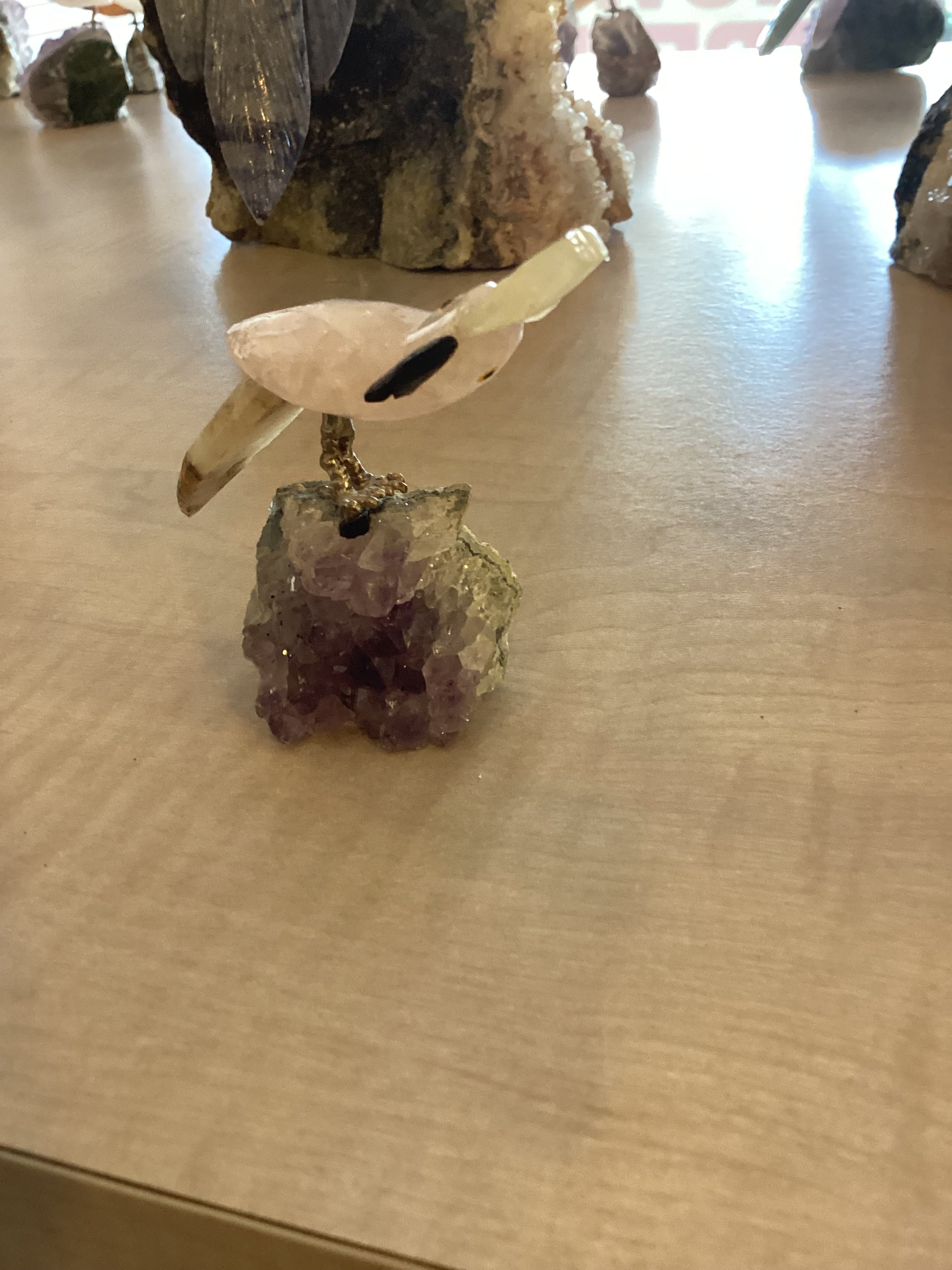Mini Brazilian Crystal Bird on Amethyst