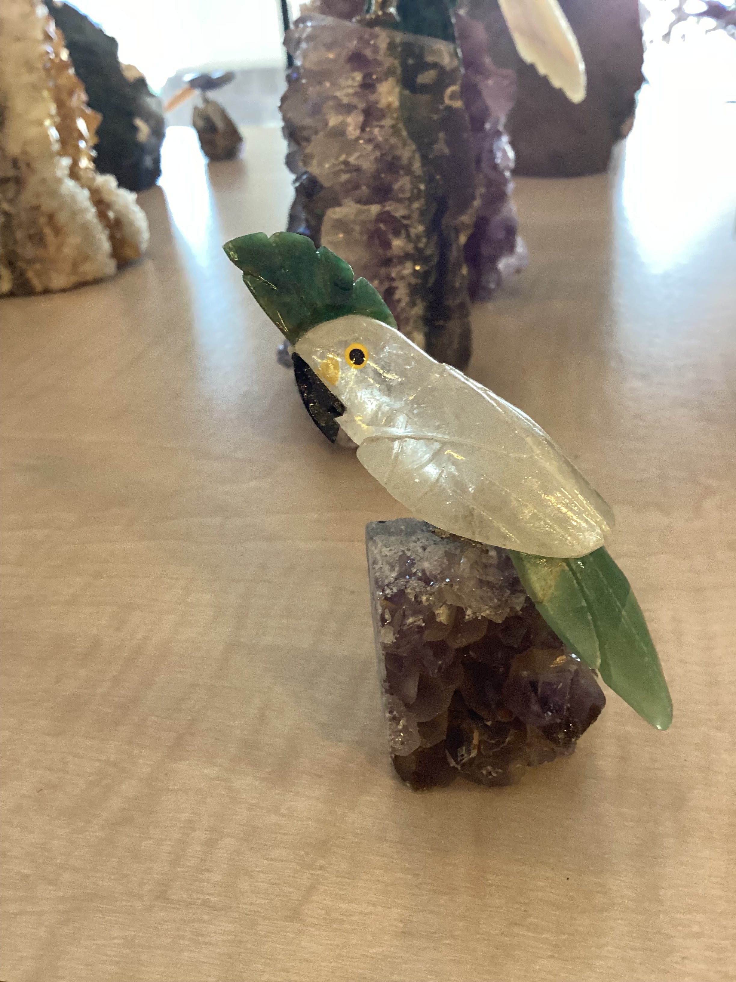 Mini Brazilian Crystal Bird on Amethyst
