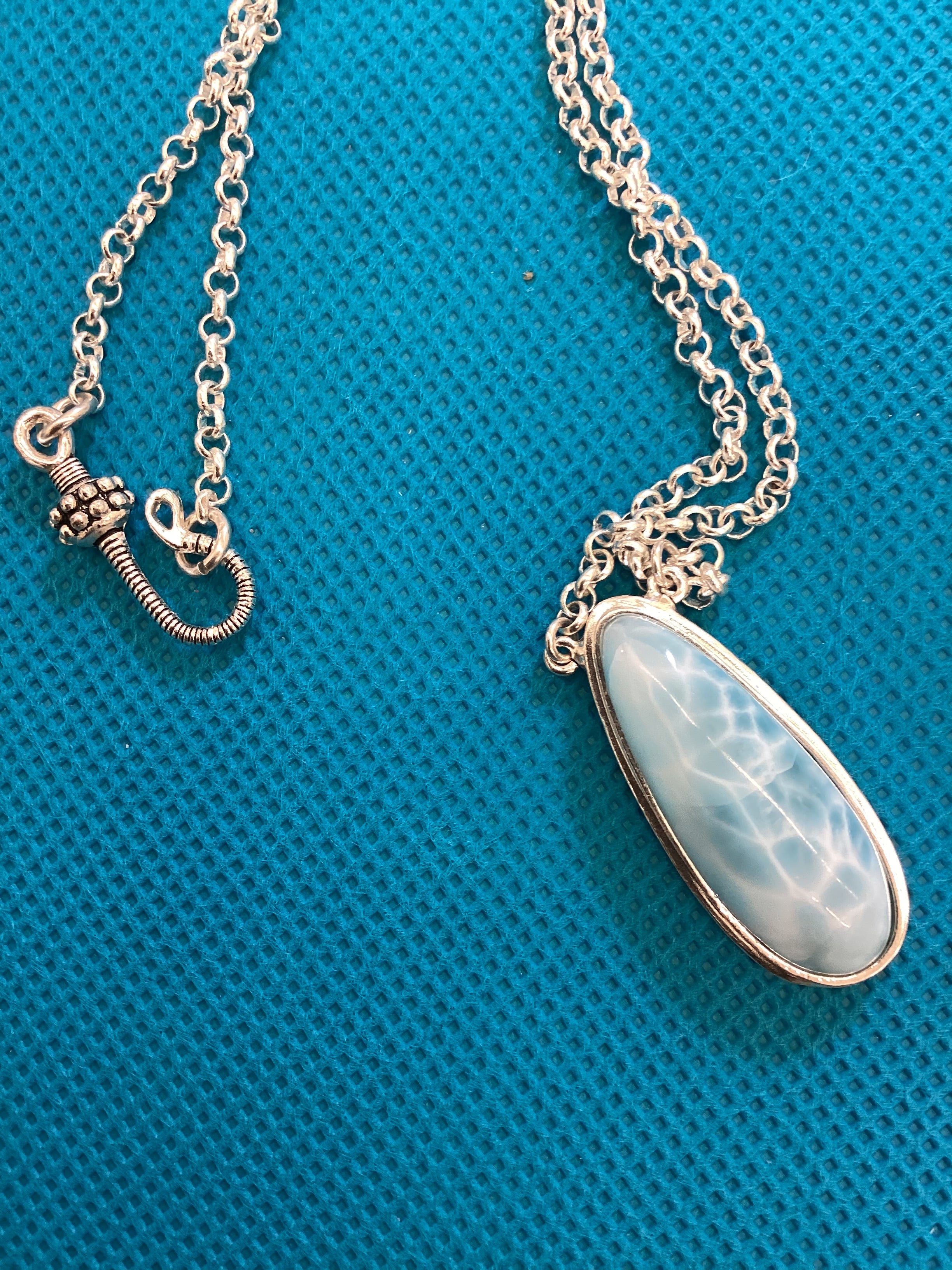 Larimar Pendant on Silver Necklace