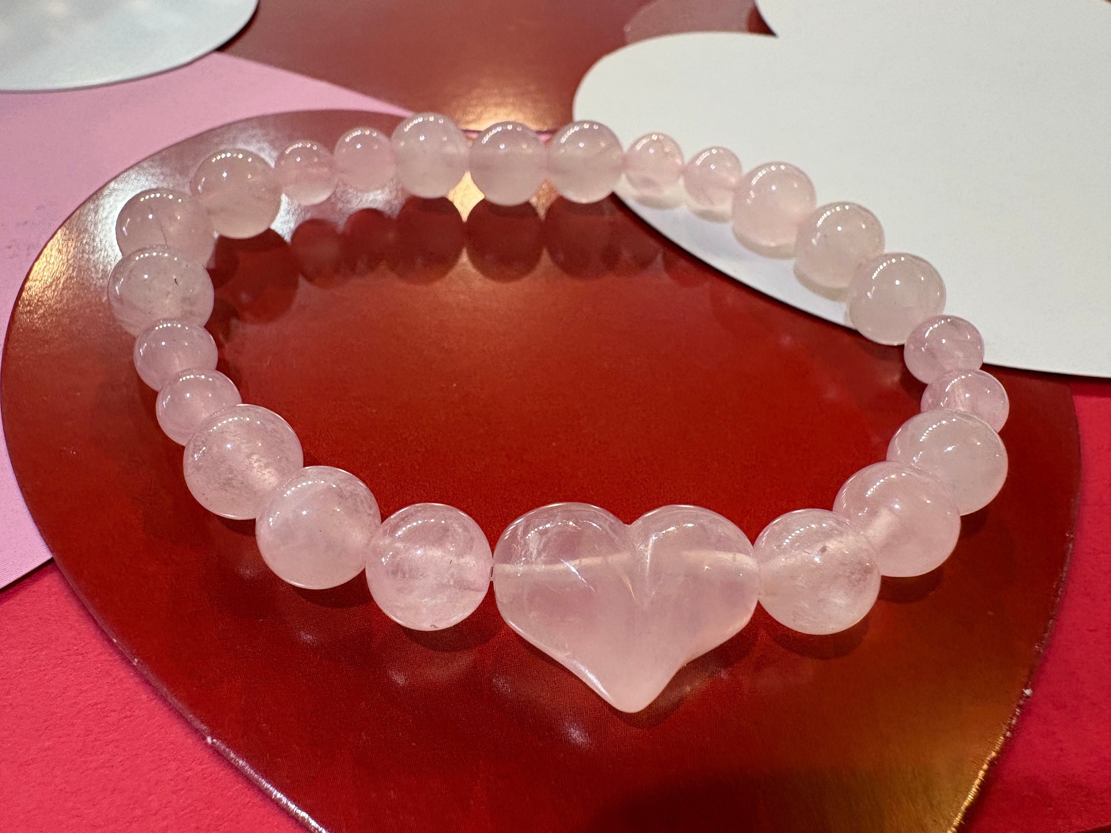 Rose quartz heart bracelet