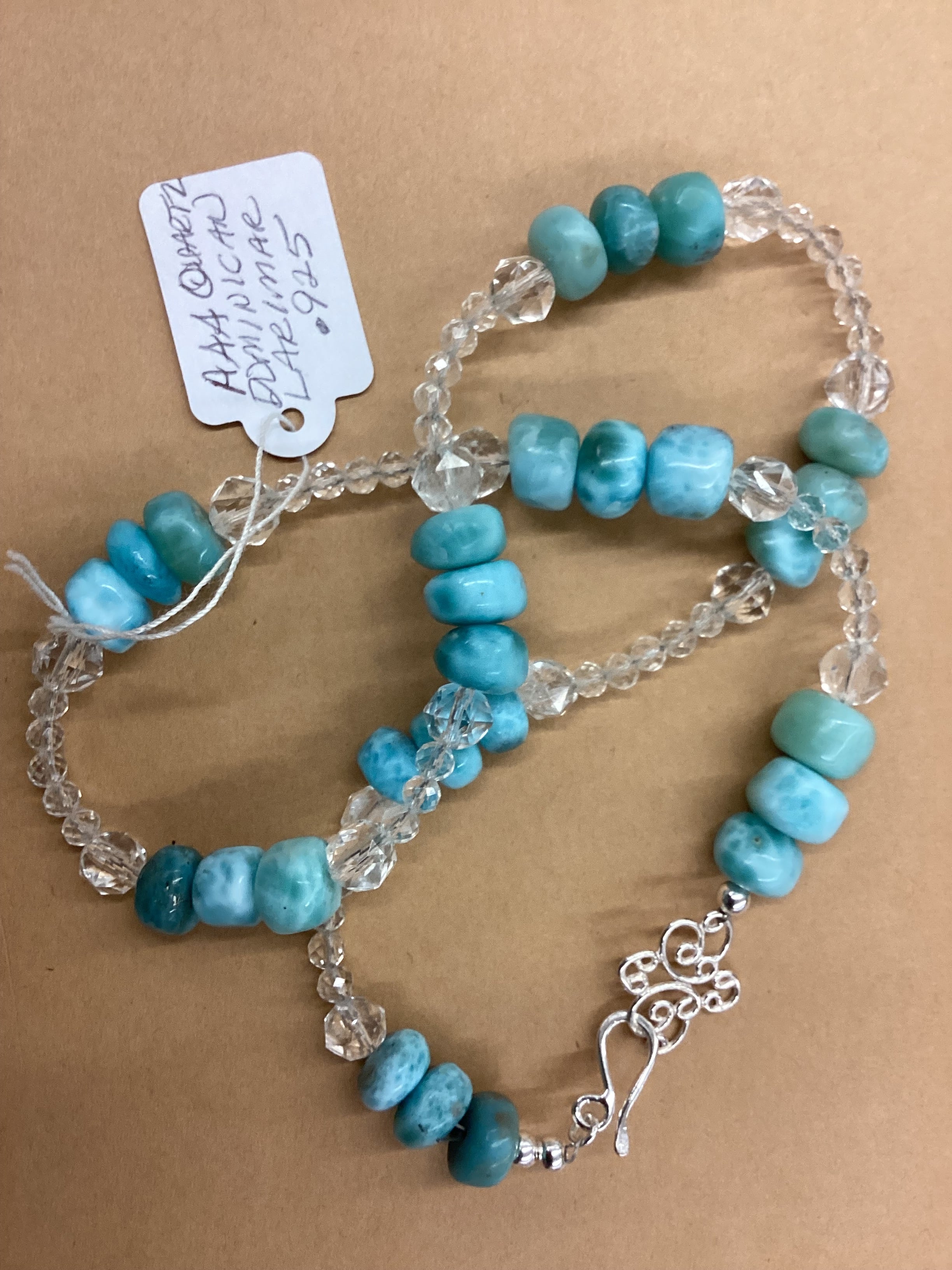 Dominican Larimar and AAA Quartz Necklace