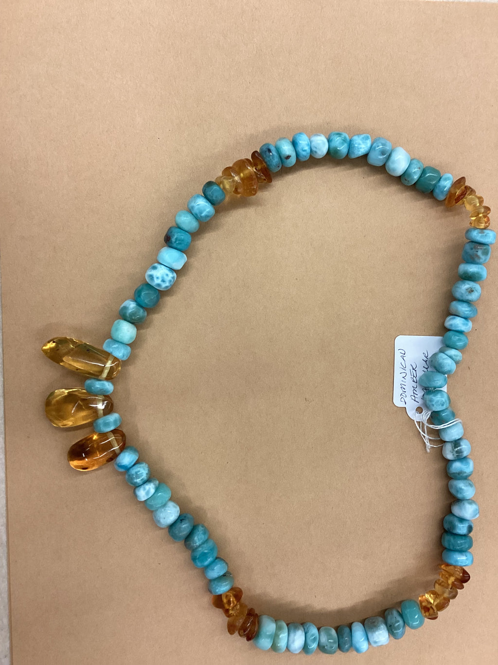 Dominican Larimar and Amber Necklace
