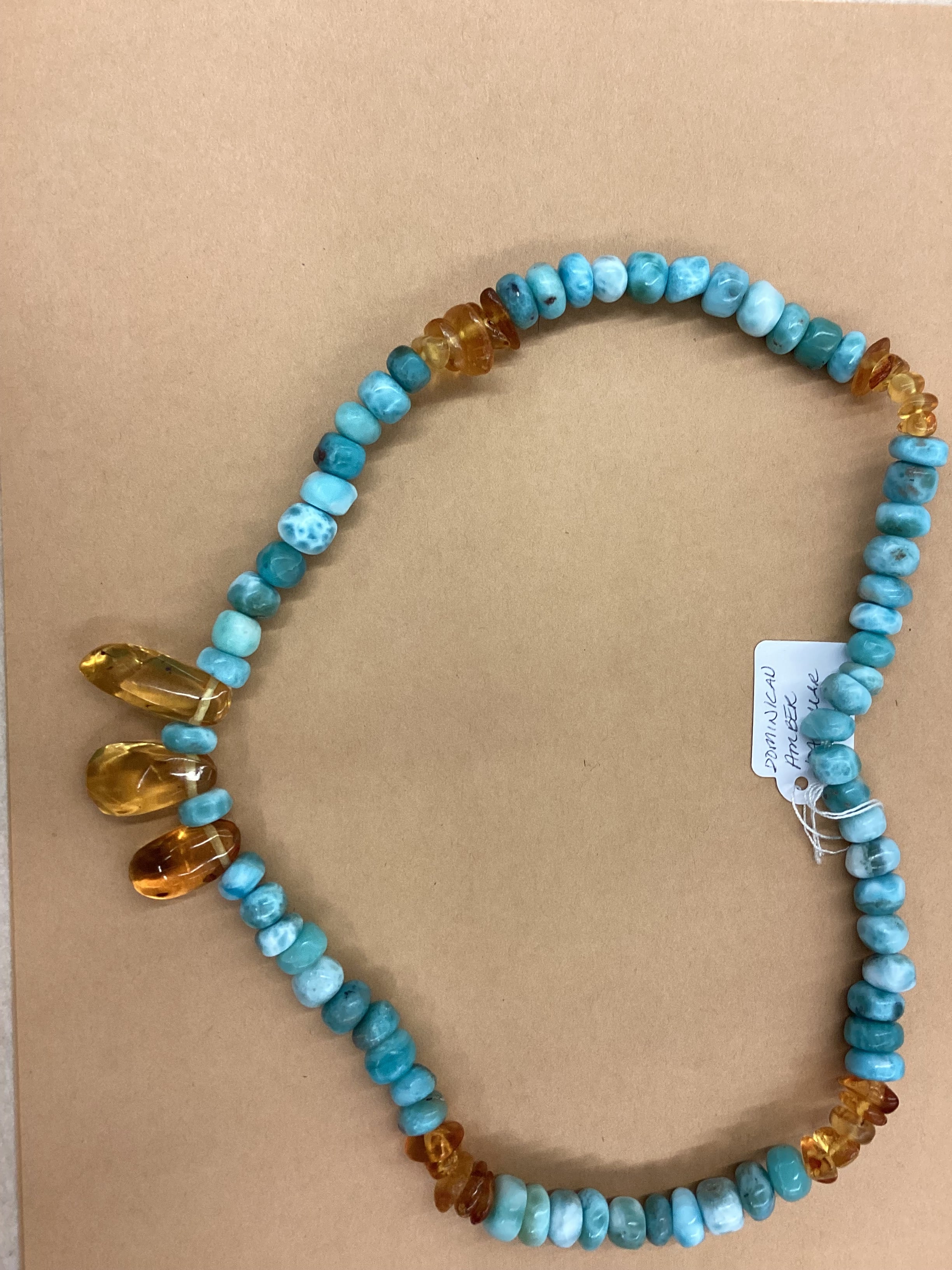 Dominican Larimar and Amber Necklace