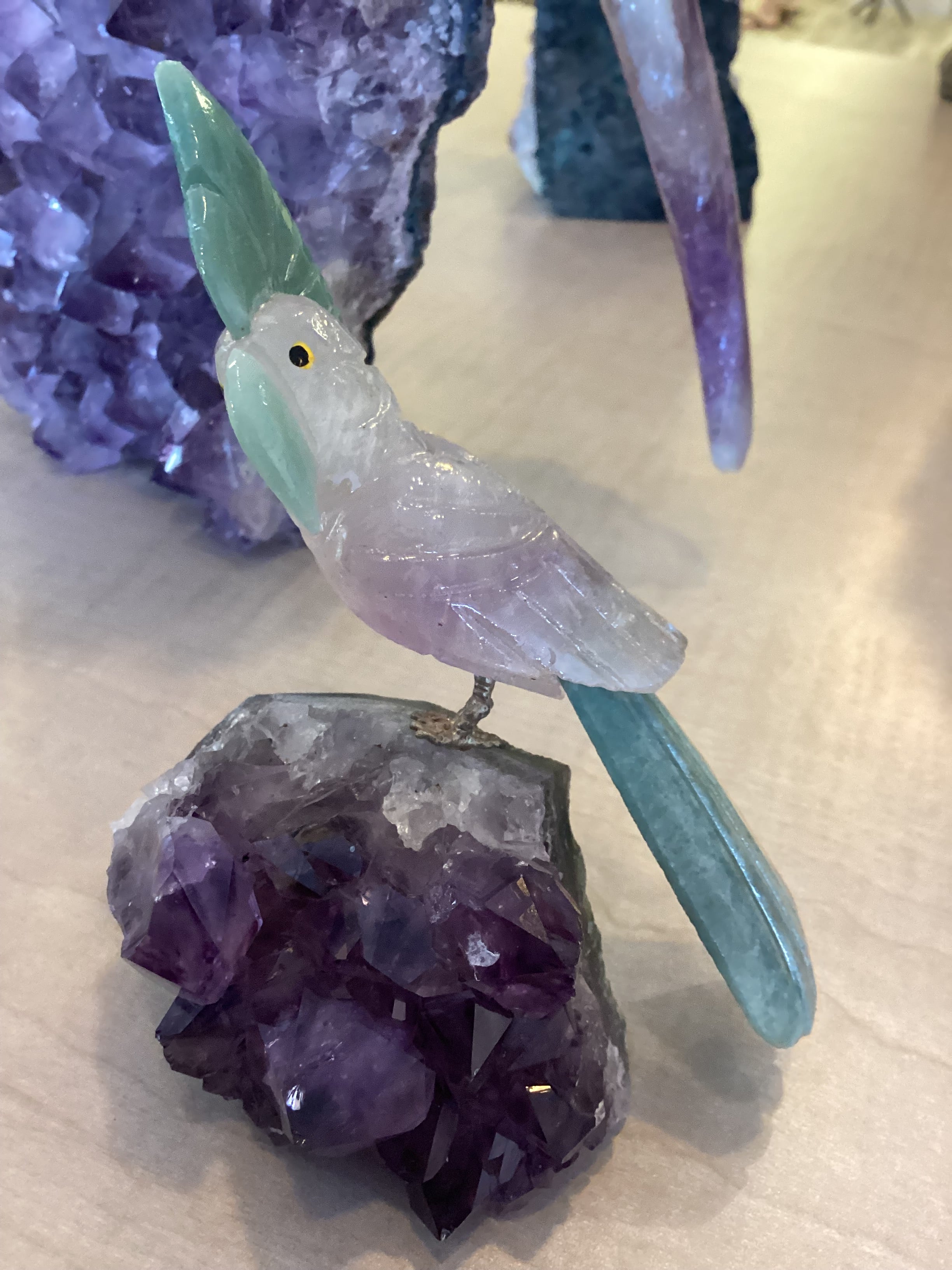 Mini Brazilian Crystal Bird on Amethyst
