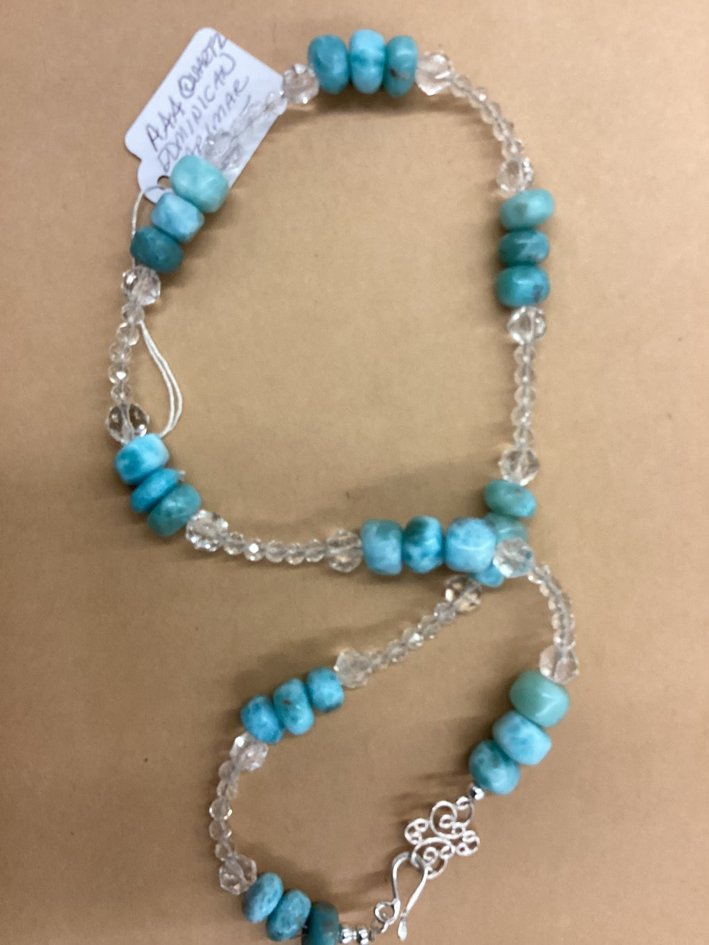 Dominican Larimar and AAA Quartz Necklace