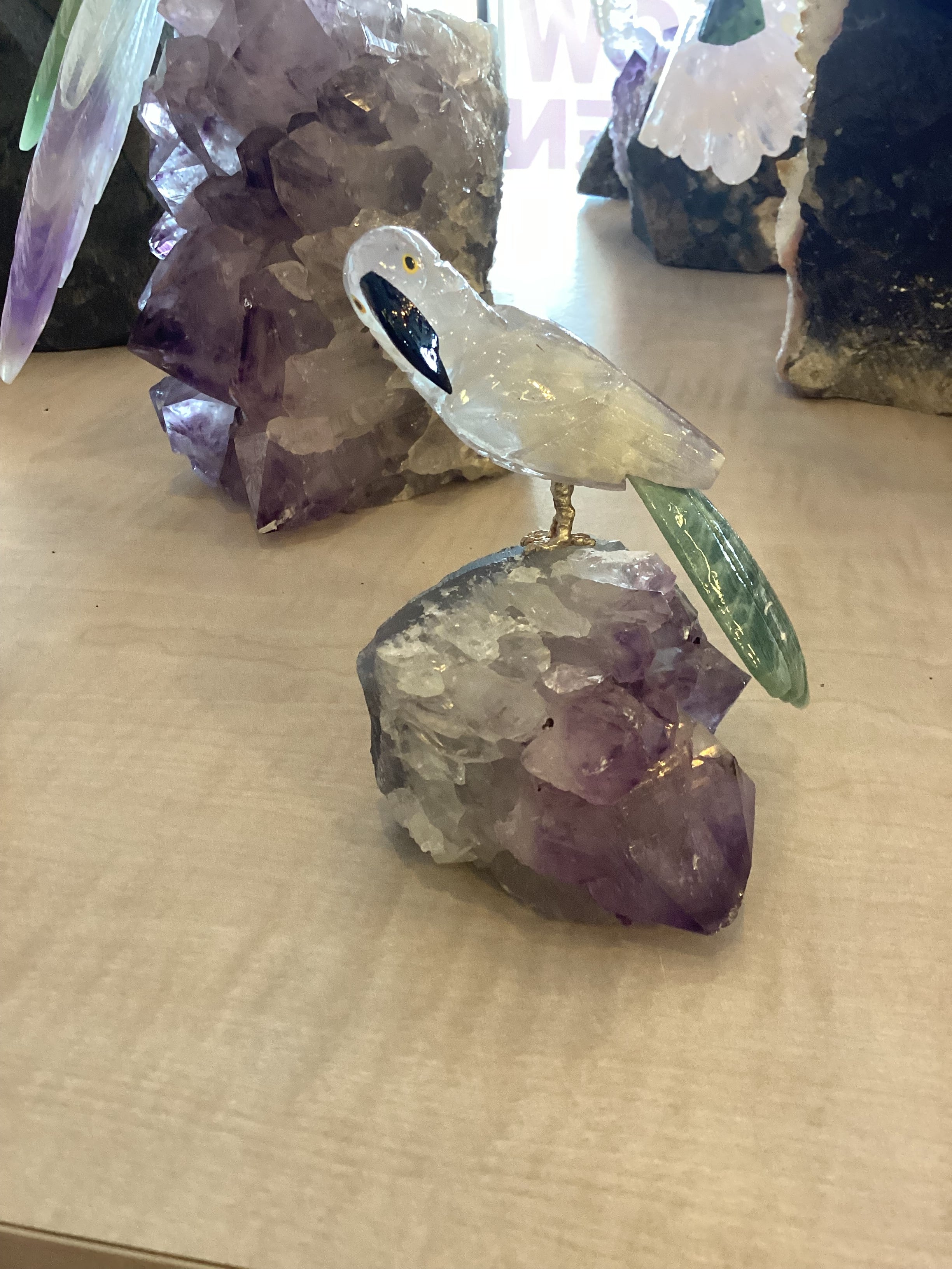 Mini Brazilian Crystal Bird on Amethyst