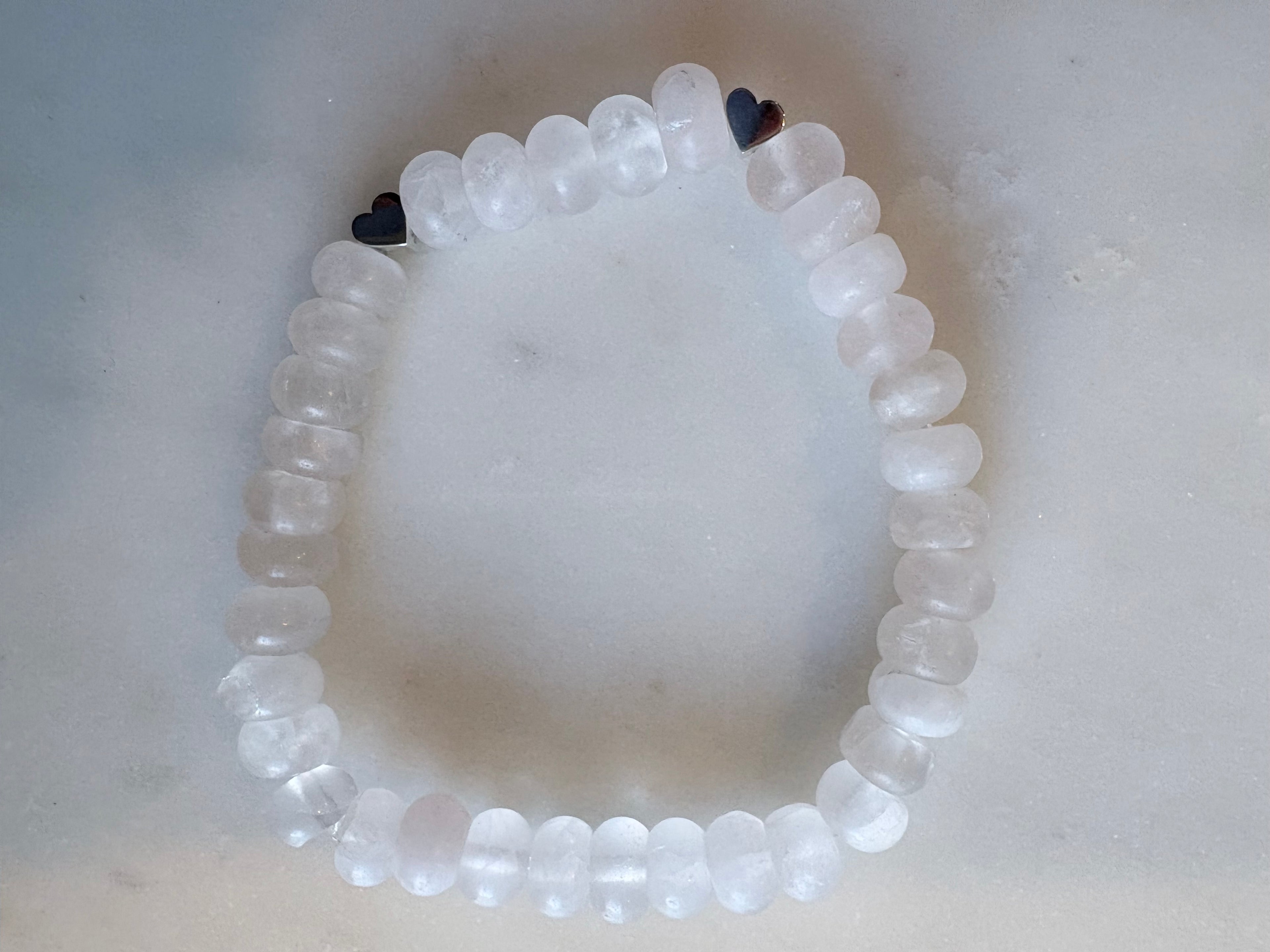 Rose quartz bracelet with hearts
