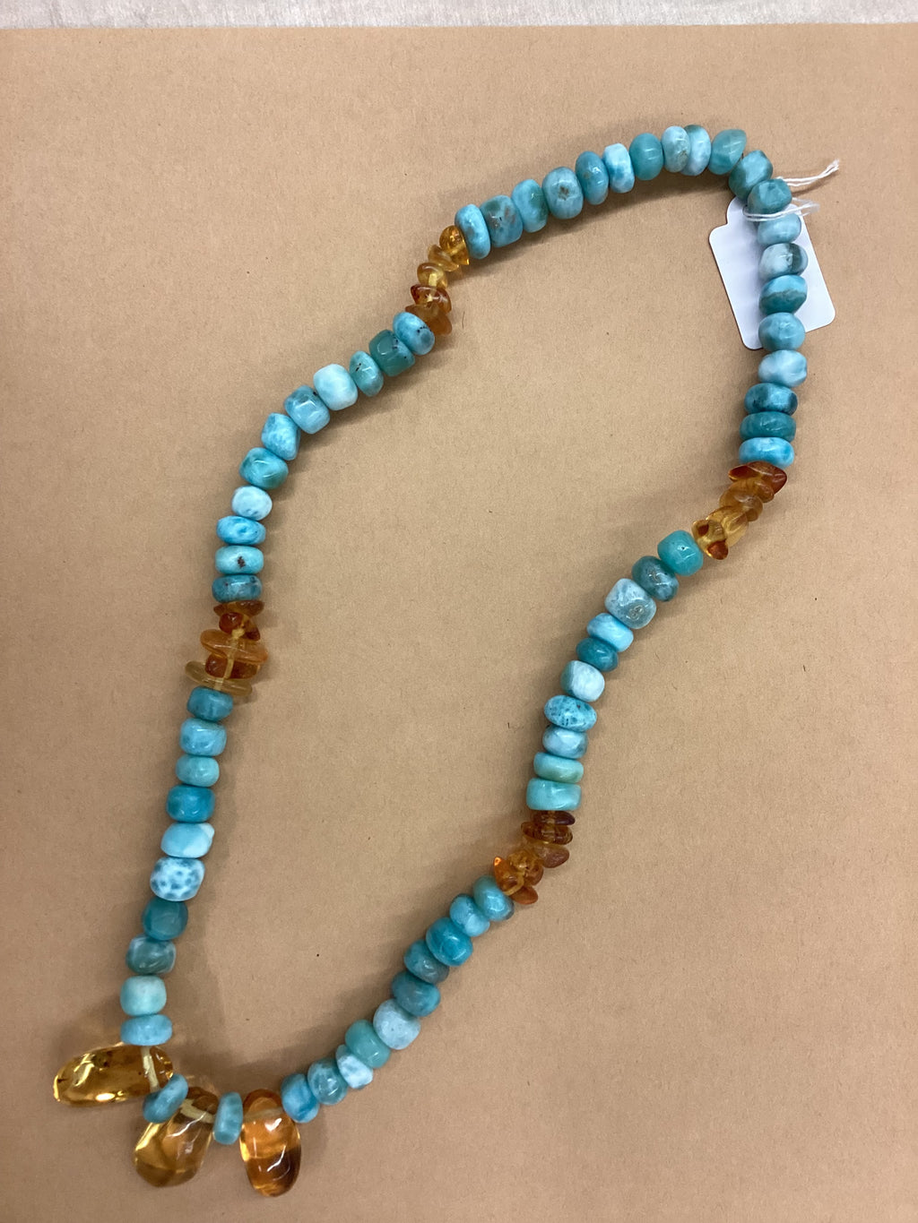 Dominican Larimar and Amber Necklace