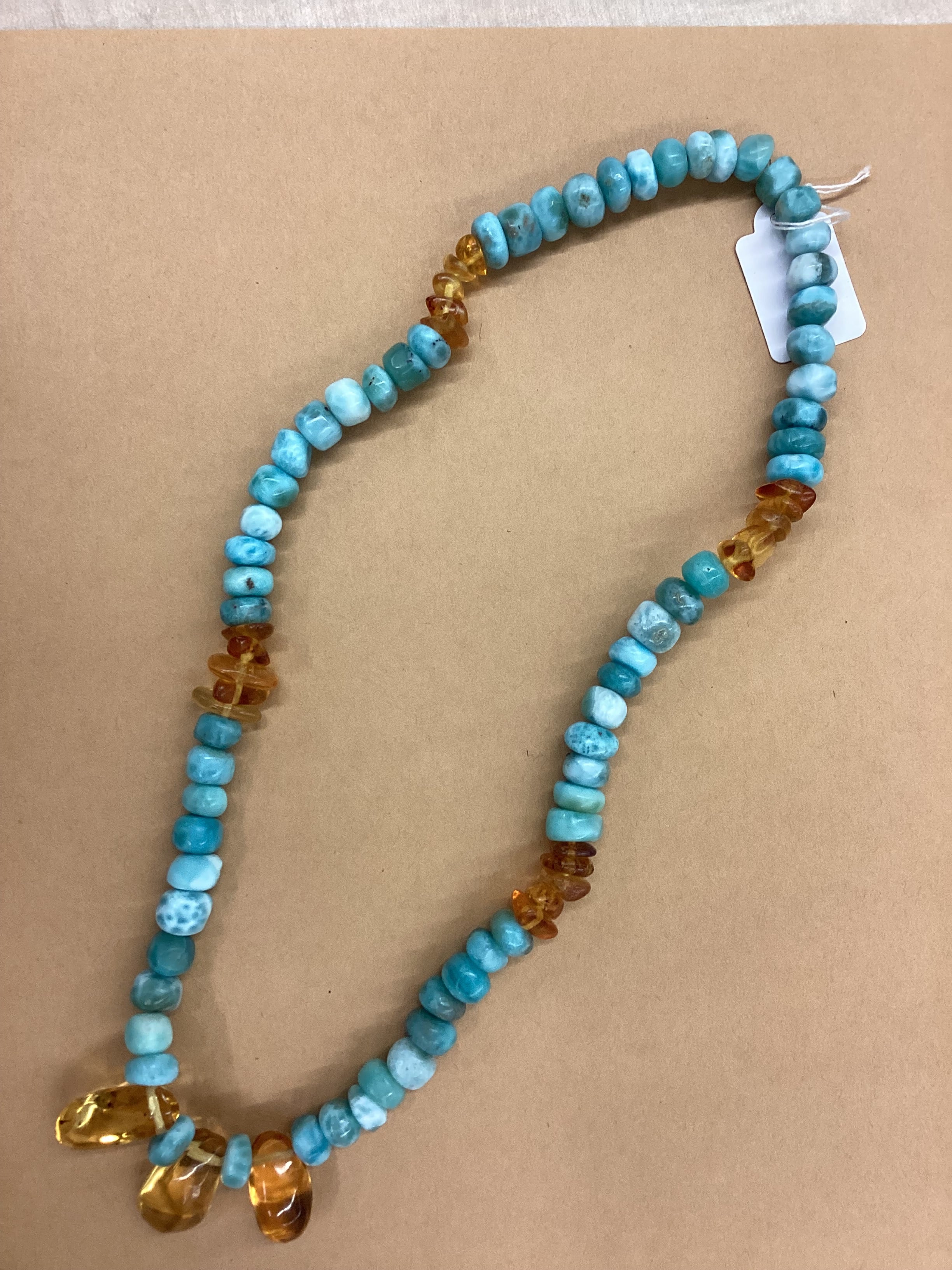 Dominican Larimar and Amber Necklace