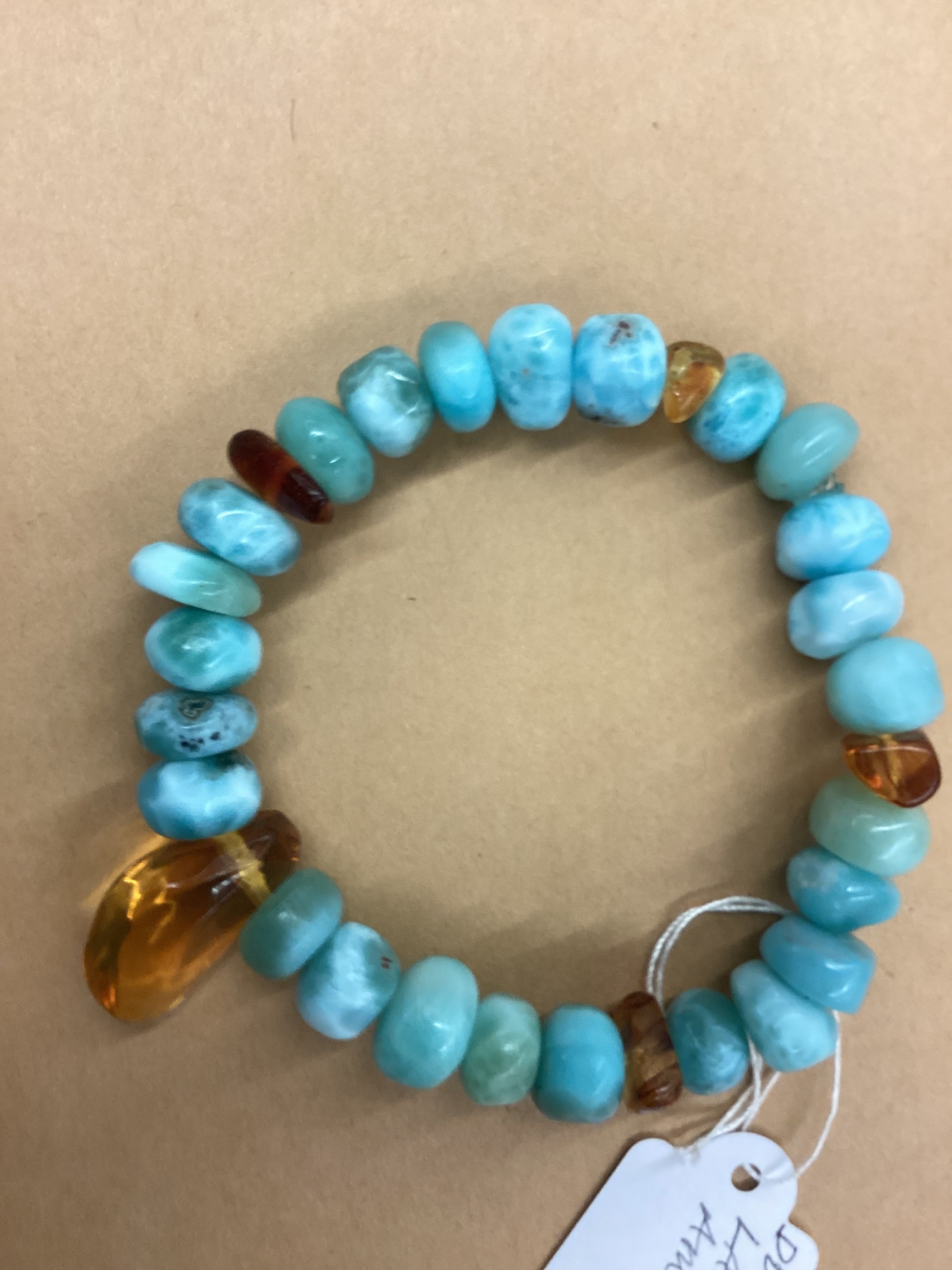 Dominican Larimar and Amber Bracelet