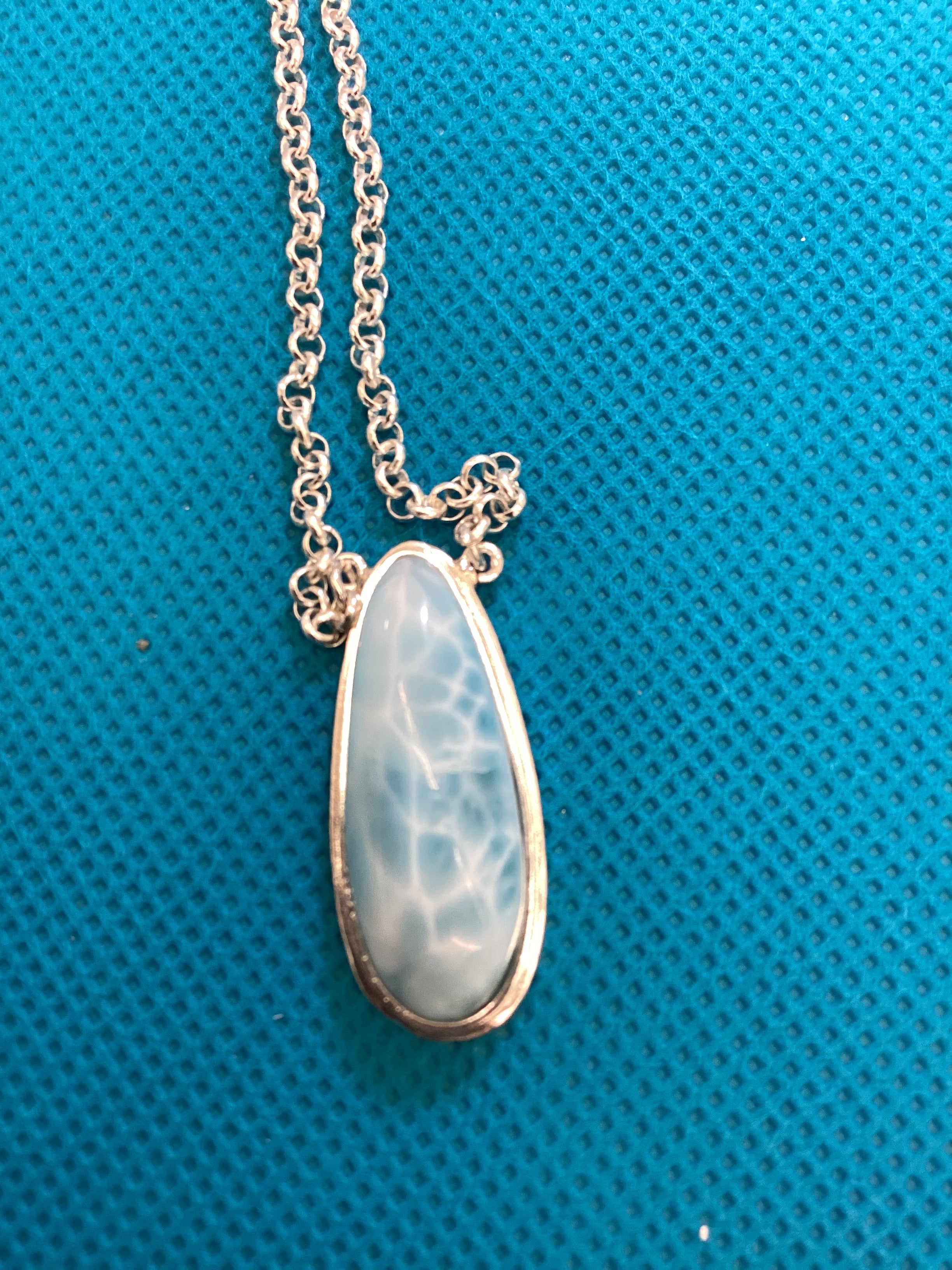 Larimar Pendant on Silver Necklace