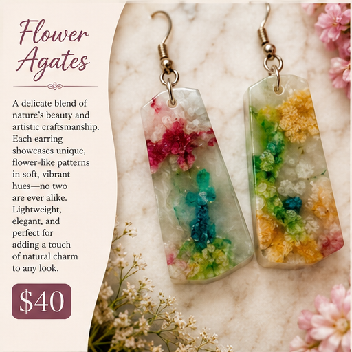 Flower Agate Earrings