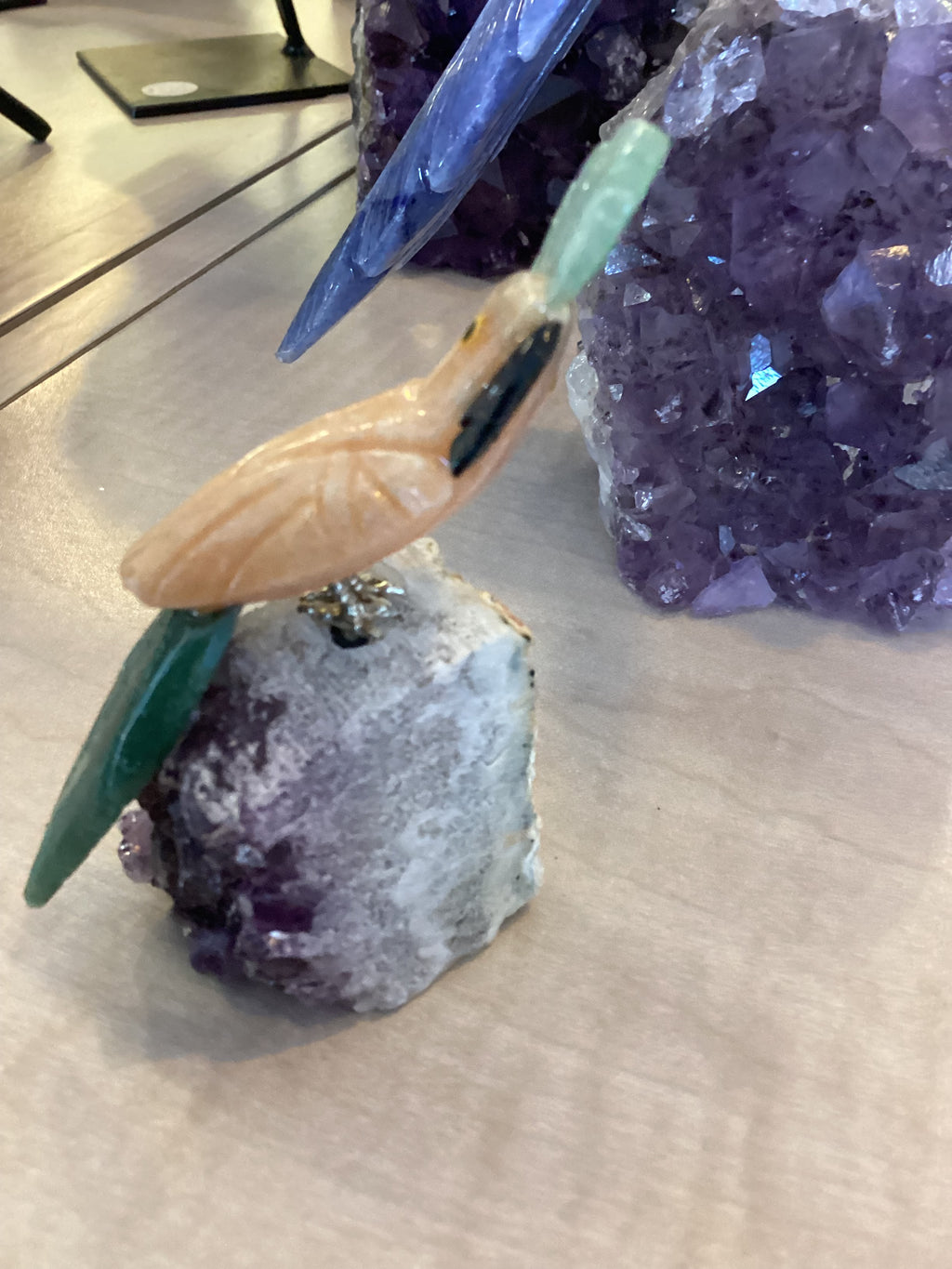 Mini Brazilian Crystal Bird on Amethyst