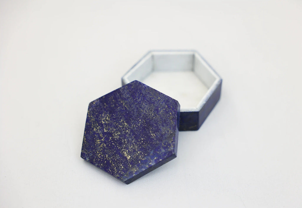 Lapis lazuli Box Hexagon Medium